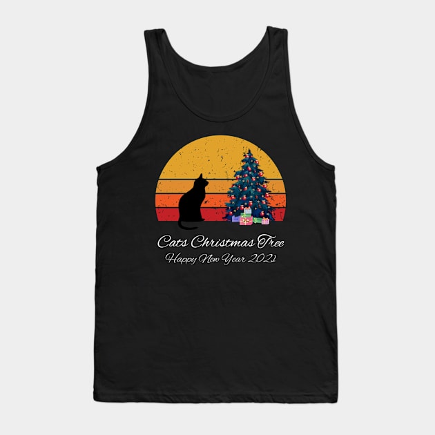 Cat christmas tree xmas gift funny Tank Top by Blue Diamond Store